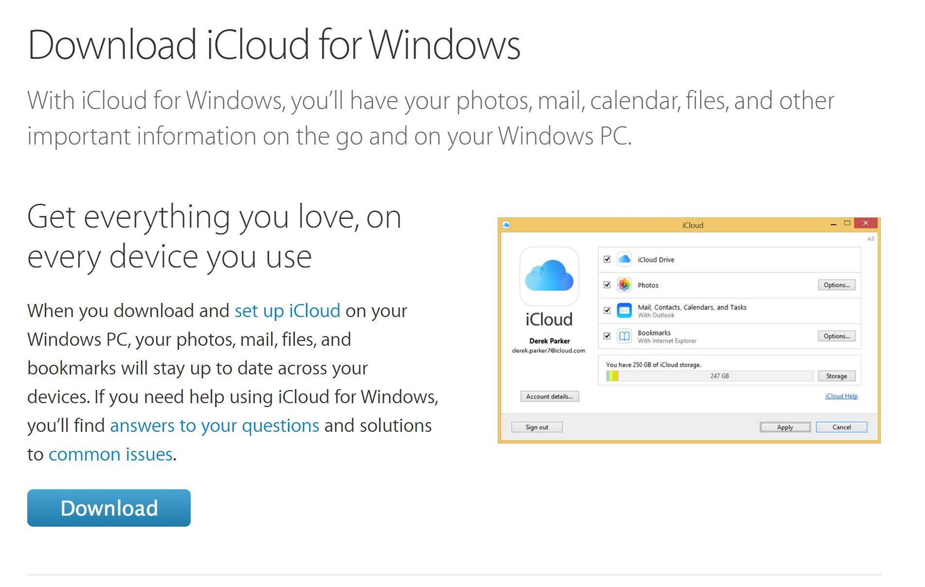 cannot download icloud for windows
