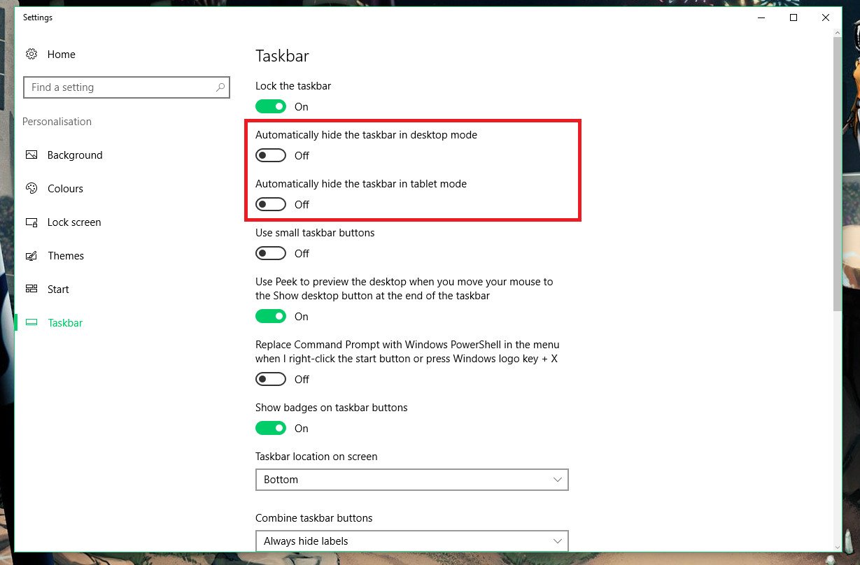 How To Auto Hide The Taskbar In The Windows 10 Anniversary Update