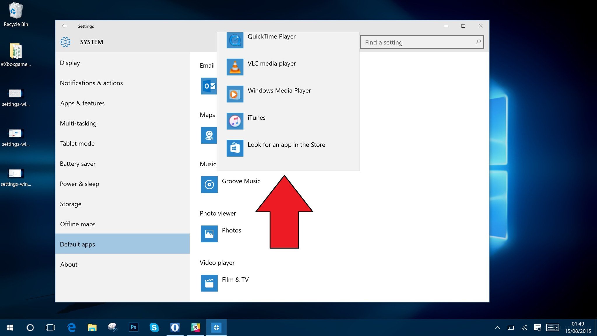 how to set default video player windows 7