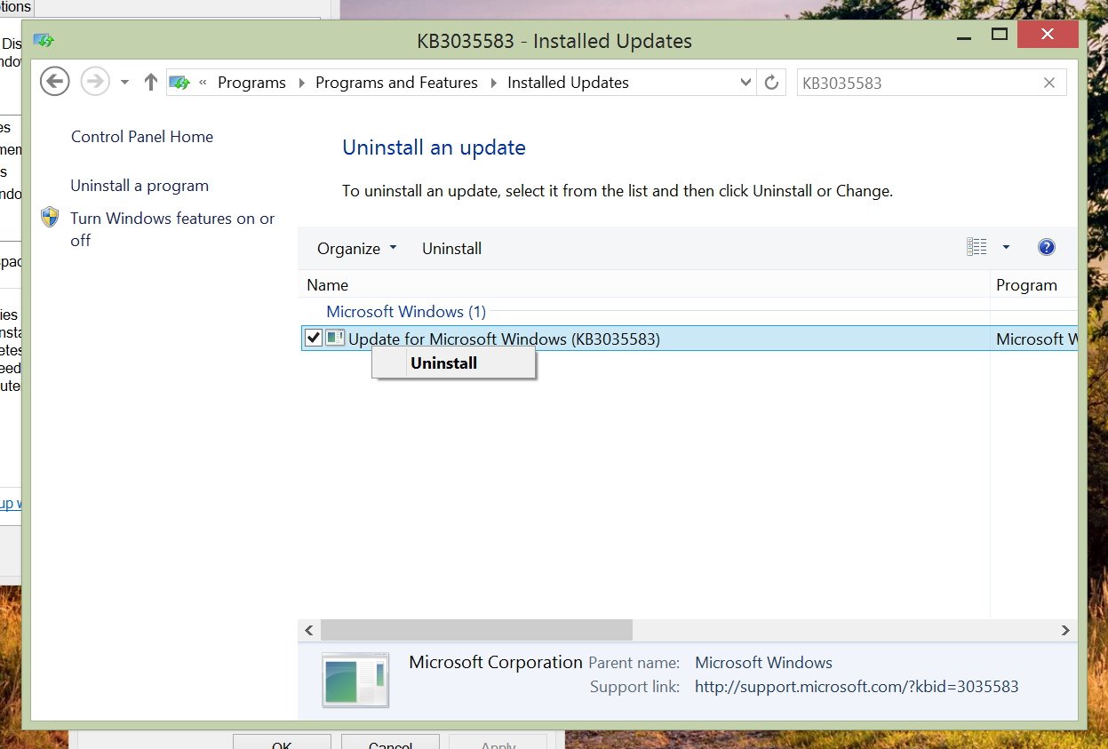 Hướng dẫn ngăn tự động tải và nâng cấp lên Windows 10 (PC) Uninstall-upgrade-files