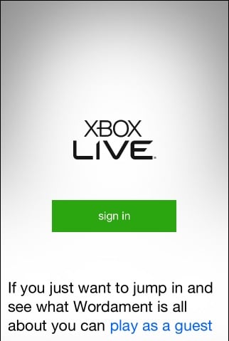 Wordament iOS Xbox Live login
