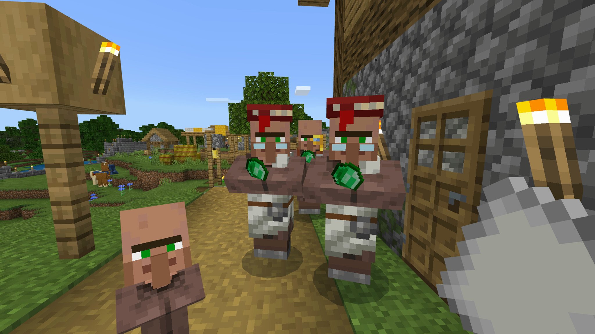 Villagers showing me their emeralds