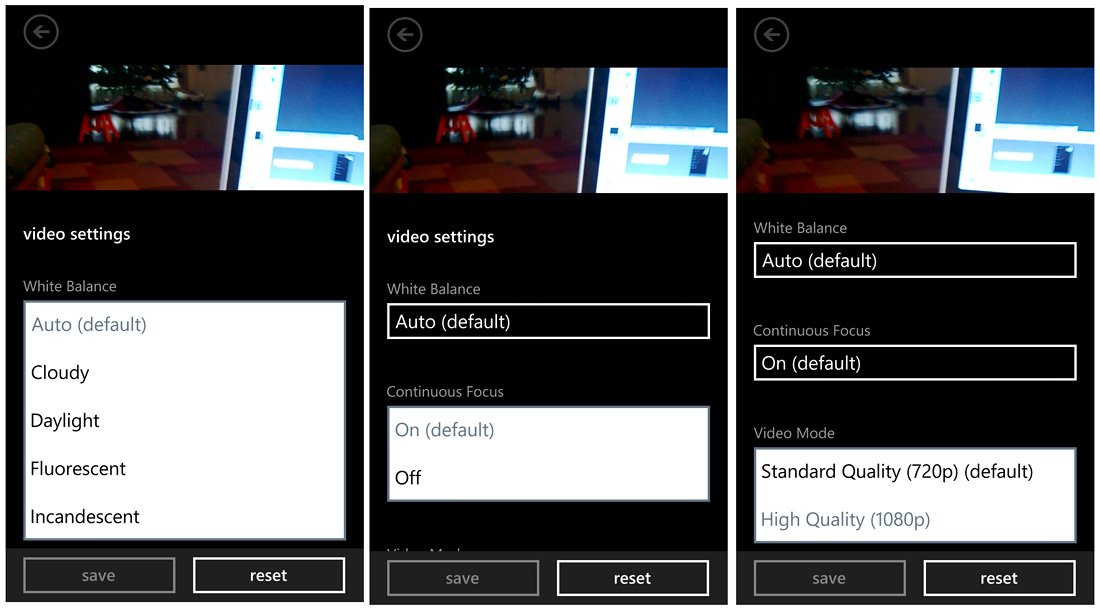 Lumia 920 Video Settings