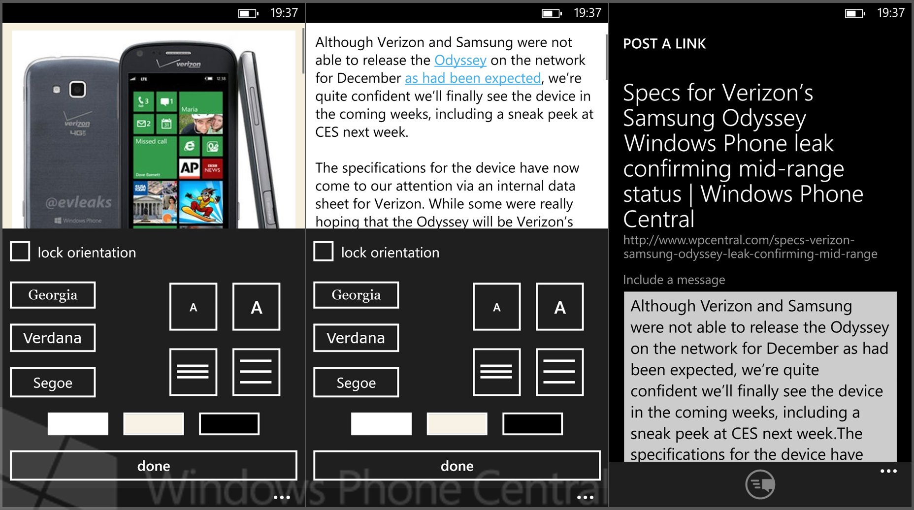 screens Wp8 1 wpcentral instapaper