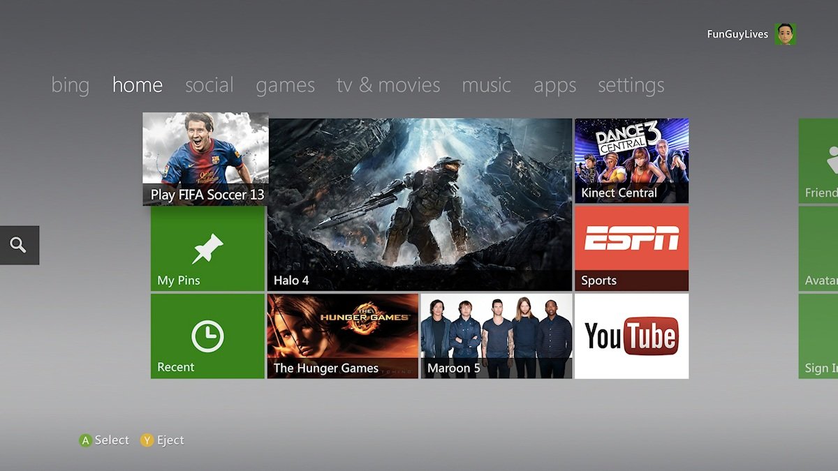 Xbox 360 dashboard with ads