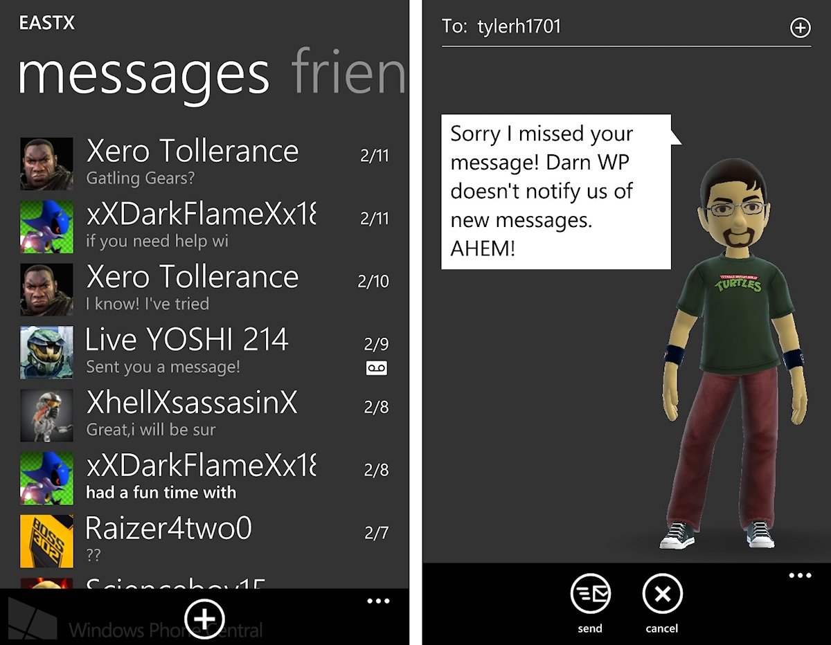 Xbox Windows Phone messaging