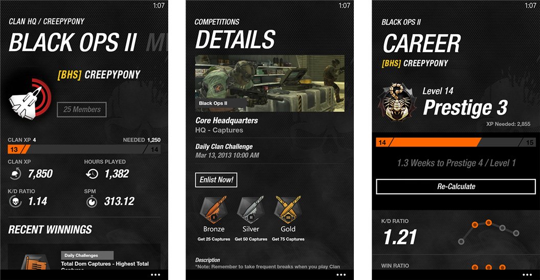 Call of Duty Elite for Windows Phone Screenshots