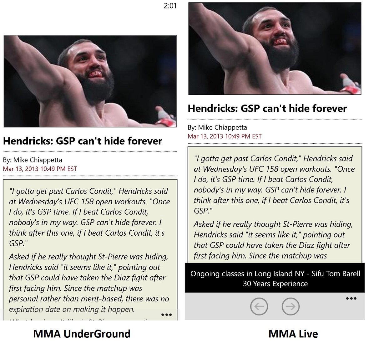 MMA UnderGround vs MMA Live