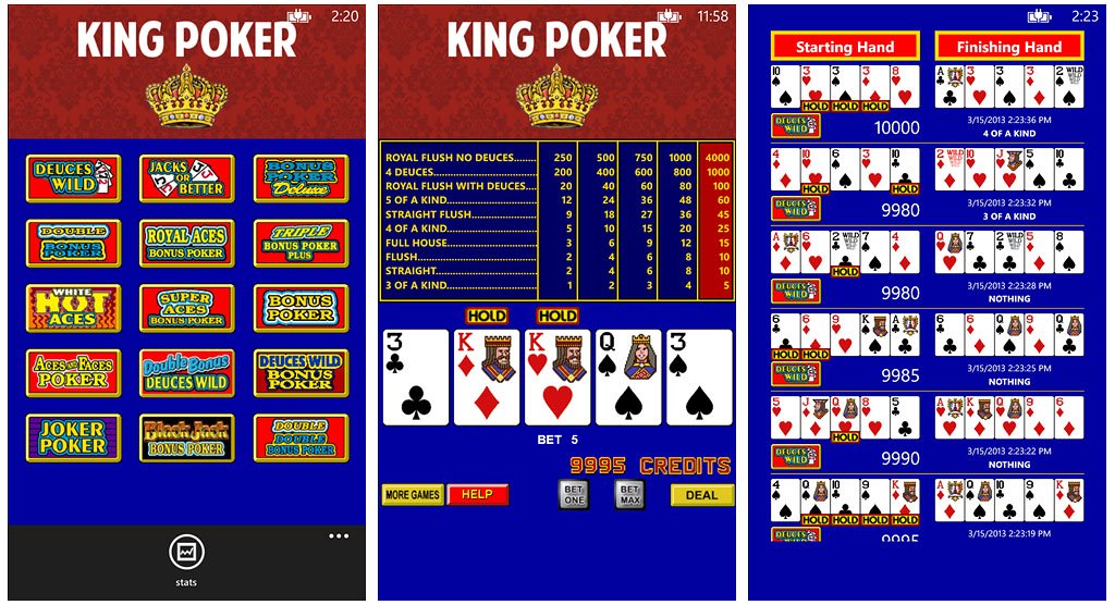 King Poker screens