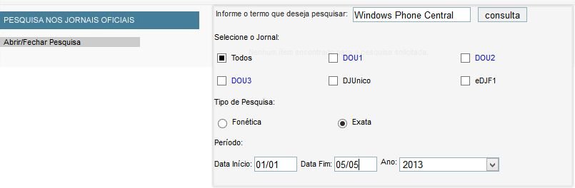 Brazilian certification search form 2