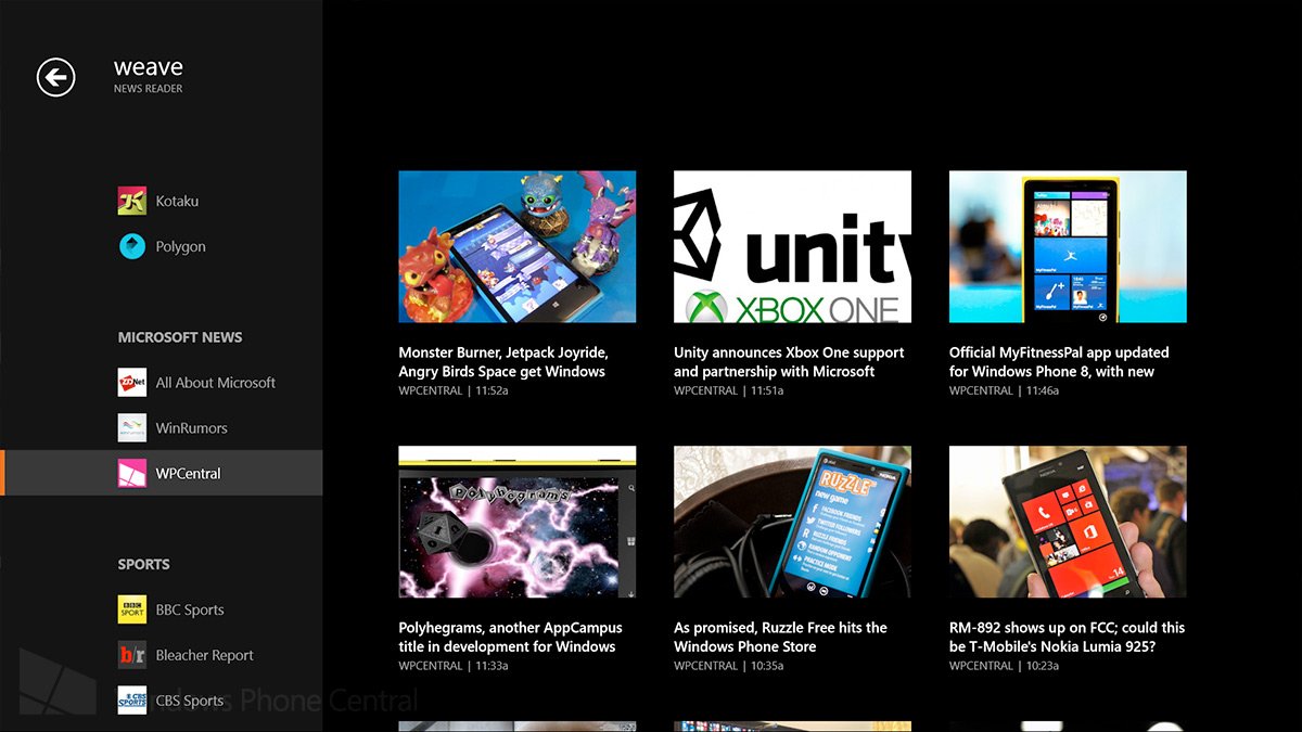 Weave for Windows 8 Feeds and Articles