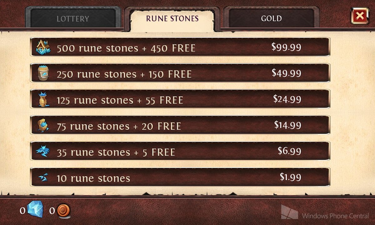 Order &amp; Chaos Online for Windows Phone Rune Stones