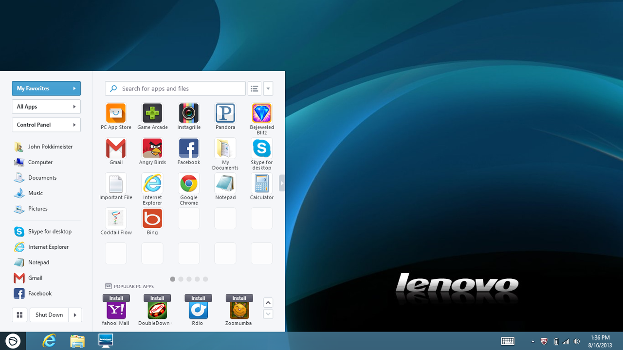 Lenovo Desktop with Pokki