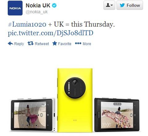 Nokia Lumia 1020 to UK