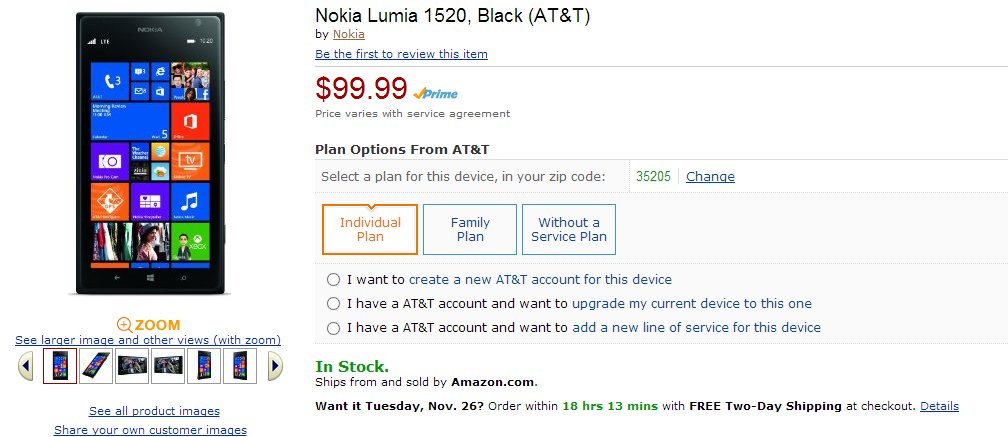 Nokia Lumia 1520 at Amazon.com