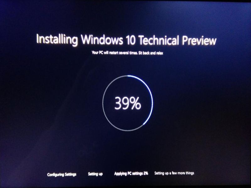 Windows 10 Install scree