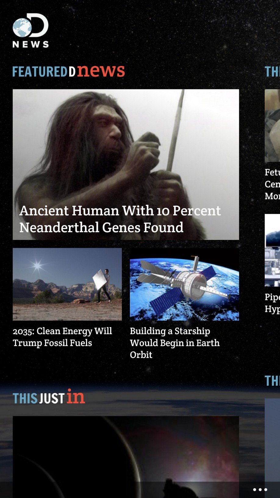 The Discovery News home page