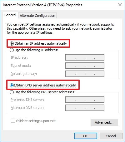 network bridge doesnt have a valid ip configuration
