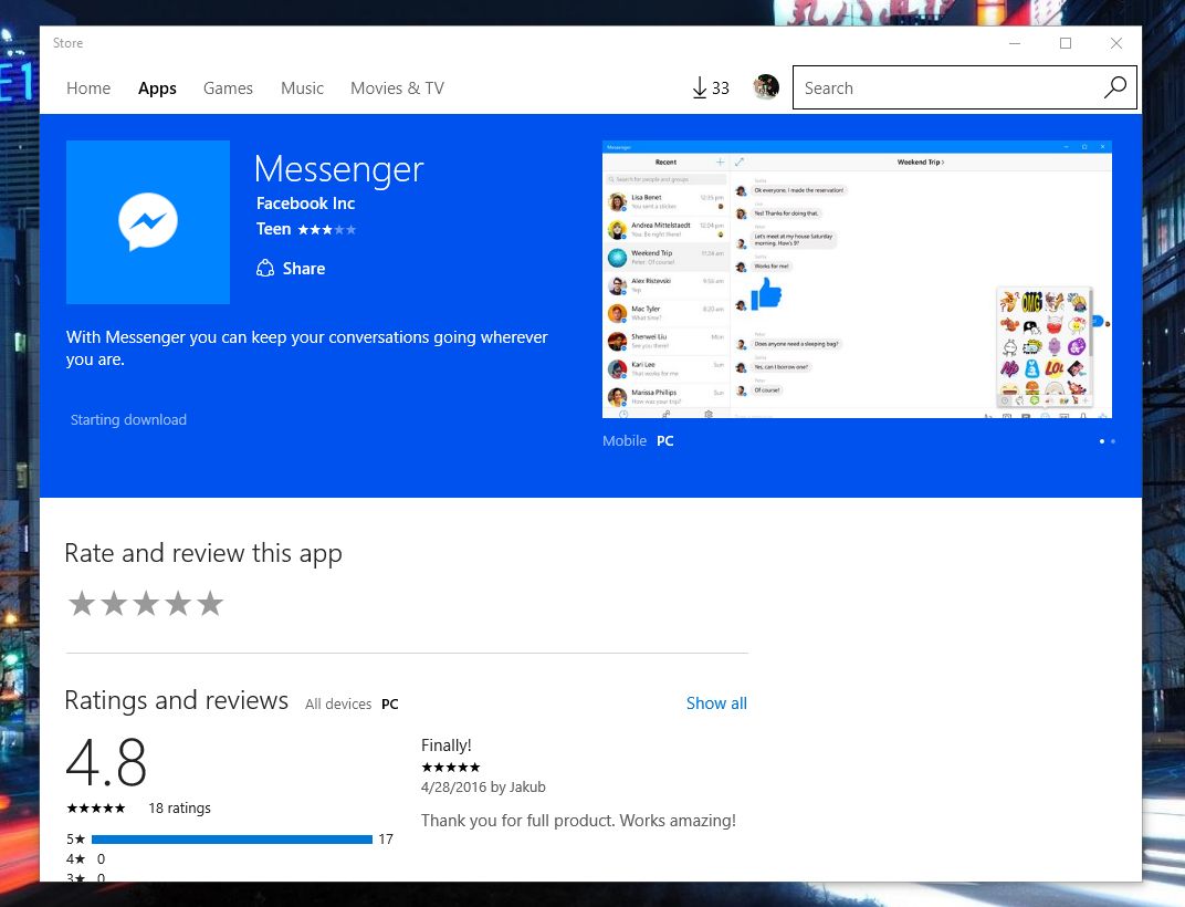 download messenger app windows 10