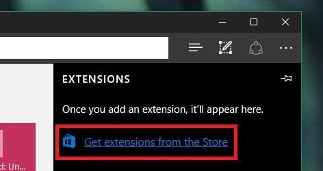 Get extensions from Store button