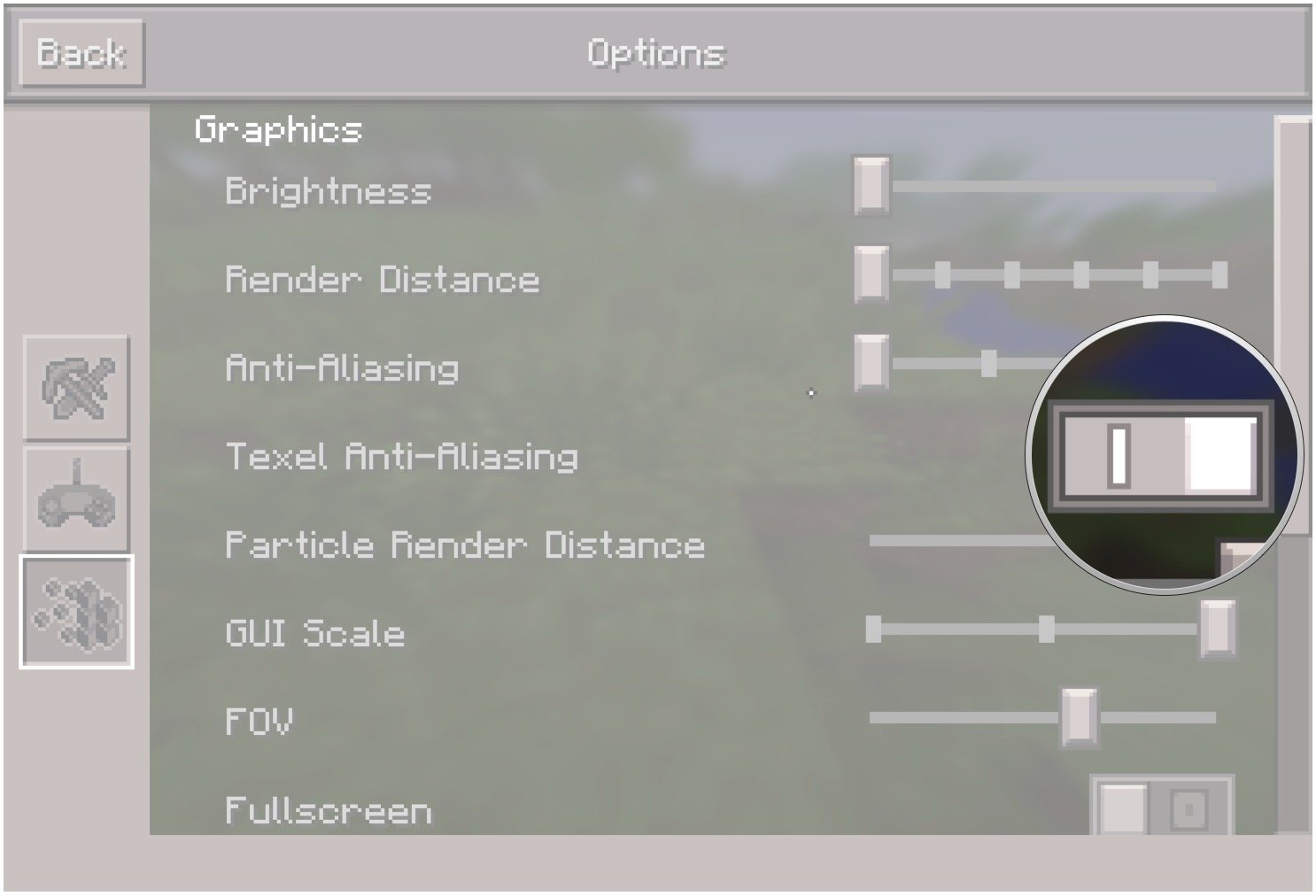 Click the button to turn off texel anti-aliasing.