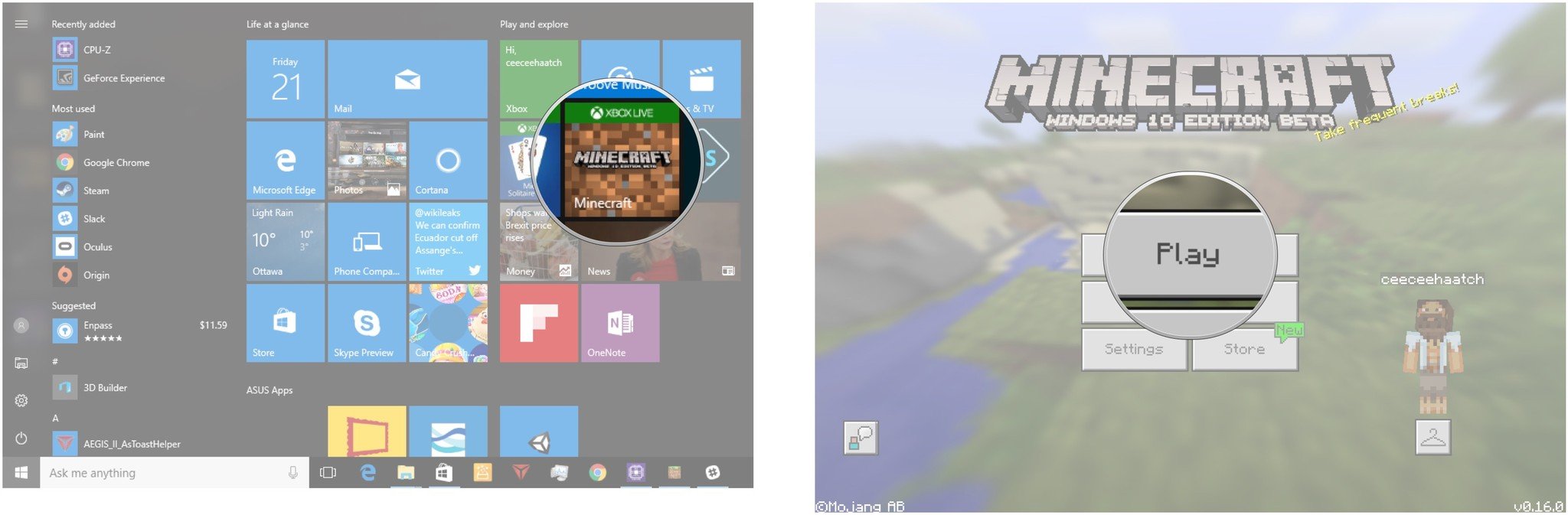 Launch Minecraft. Click Play.