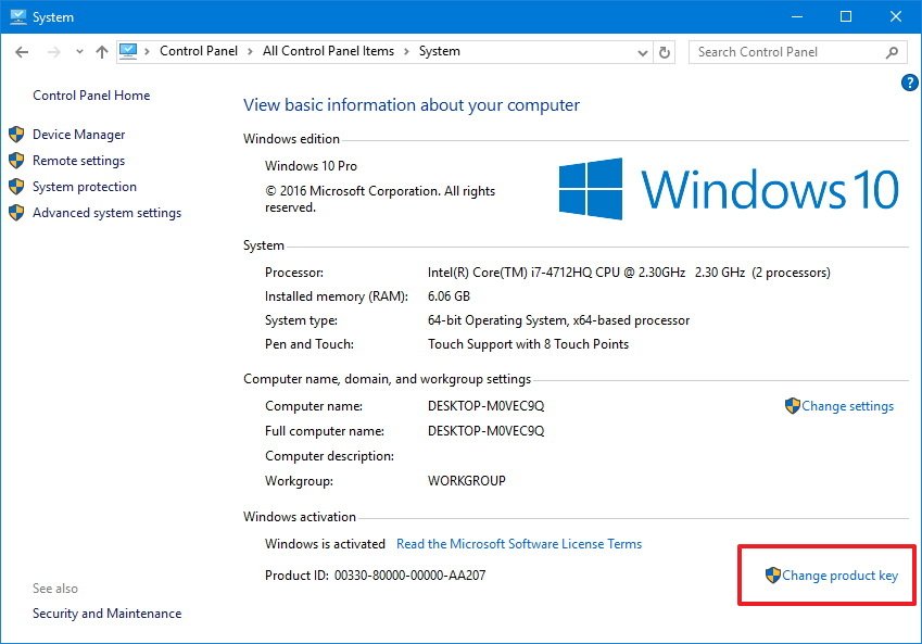 how to check windows 10 pro product key