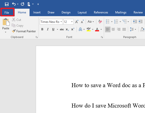 How To Save A Microsoft Word Doc As A Pdf Or Other File