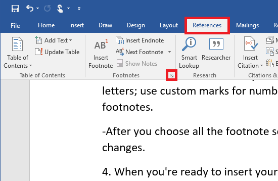 add footnote in word document