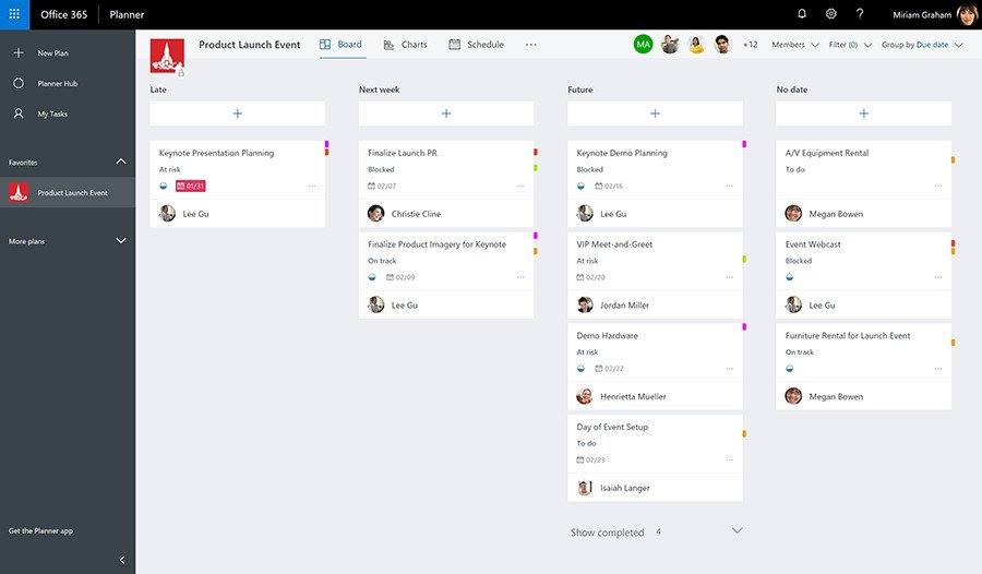 Microsoft Planner recoge nueva vista de programación, opciones de filtro y más