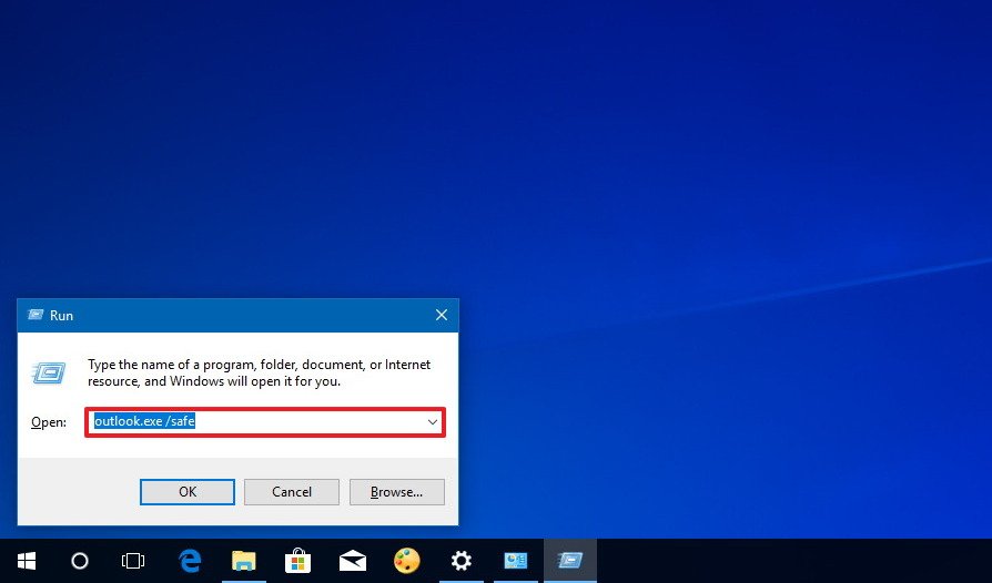 command to launch outlook in safe mode