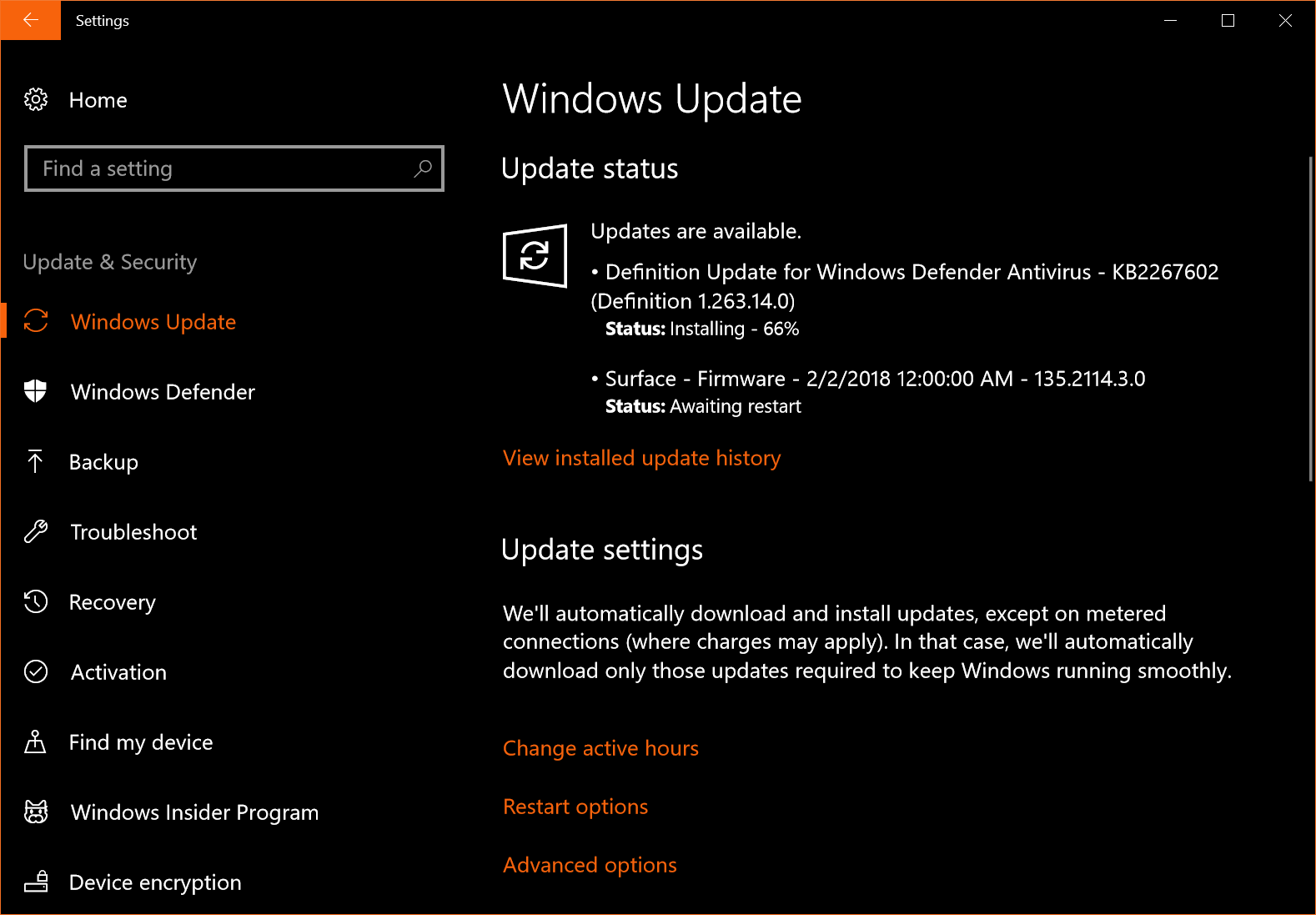 Surface Laptop Windows Update