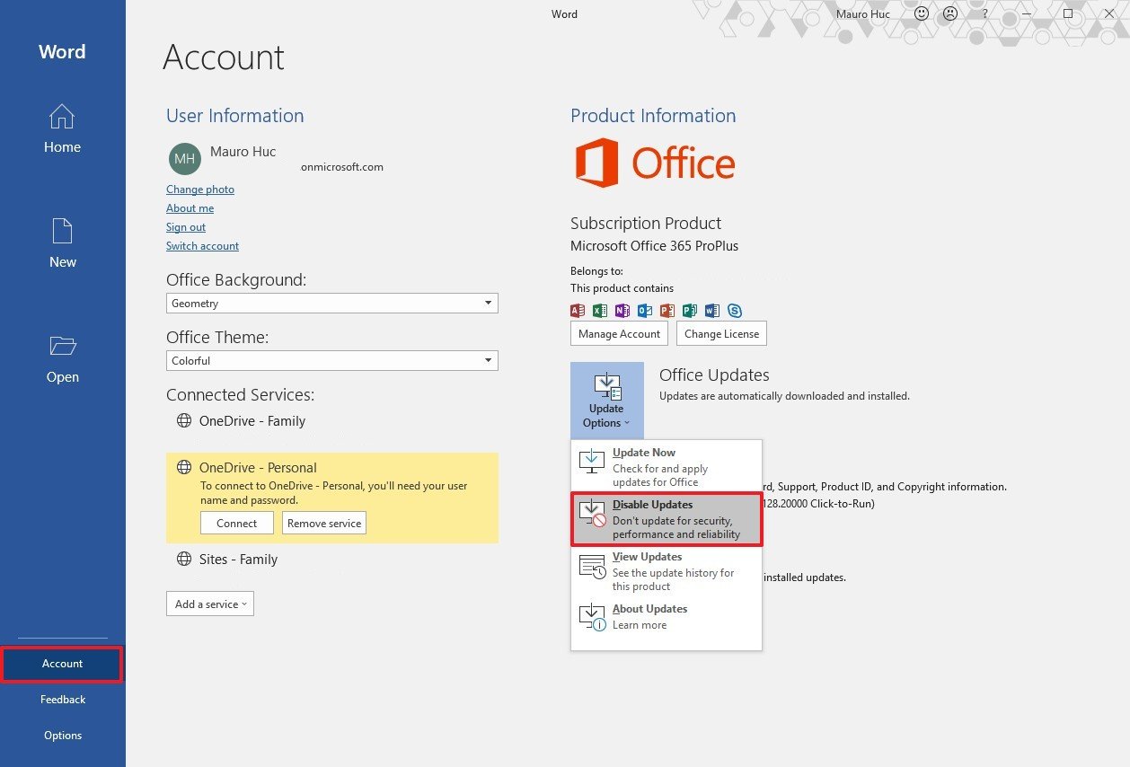 How to disable updates for Microsoft Office apps on Windows 10 ...