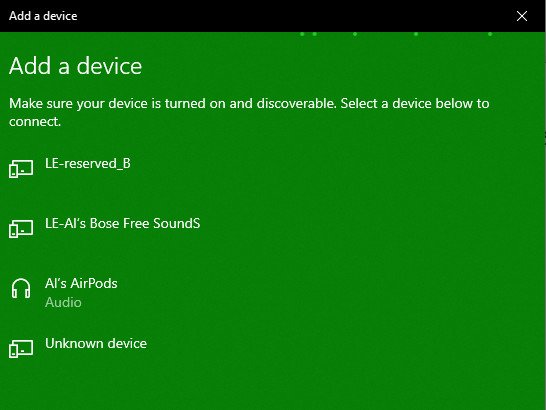 Windows 10 Bluetooth settings Airpods