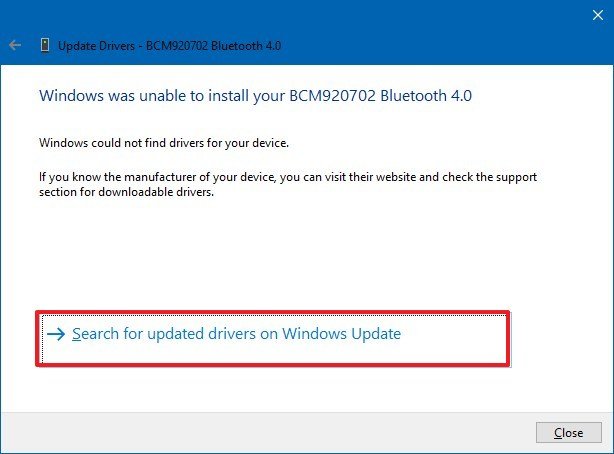 Update driver using Windows Update settings