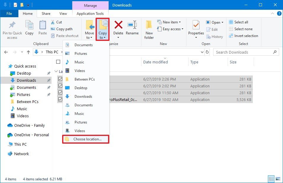 copyto files external drive windows 10