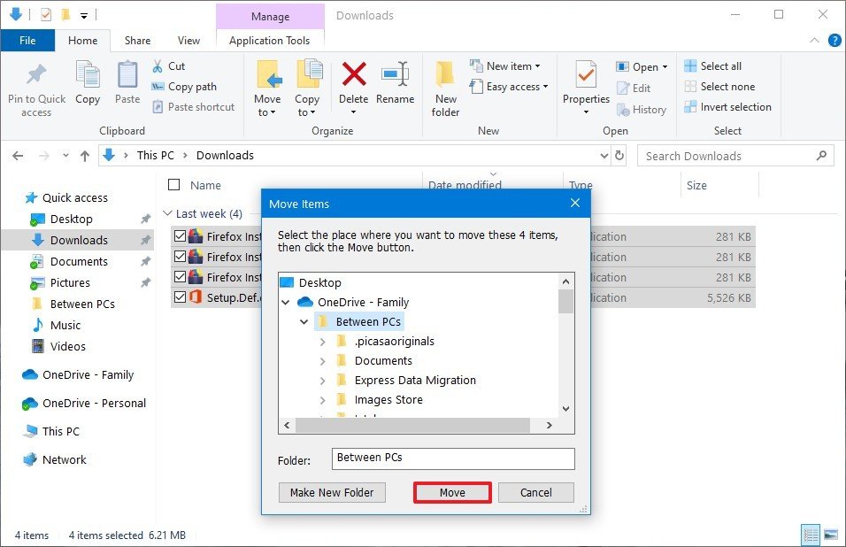 move files onedrive windows 10