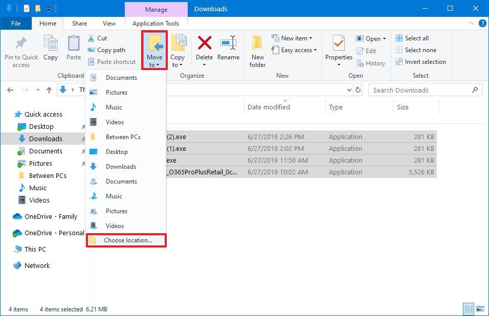 moveto file explorer windows 10 onedrive