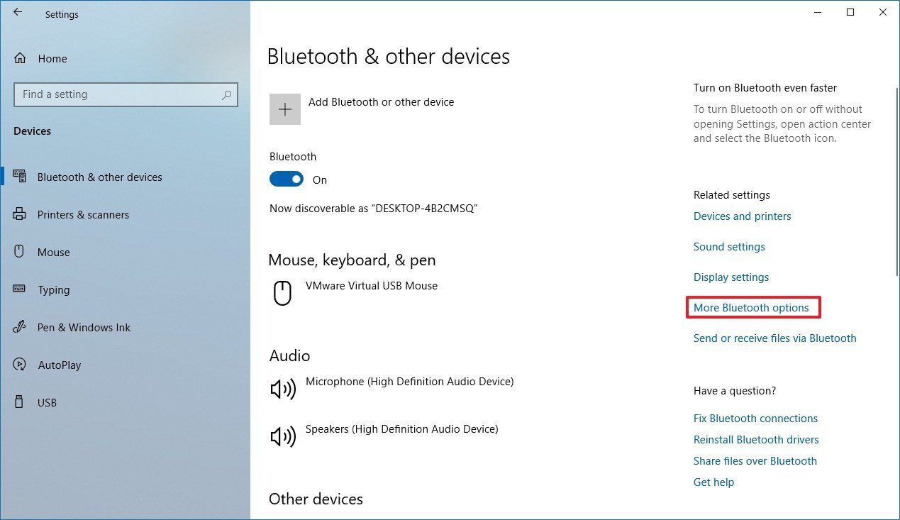 More Bluetooth settings option