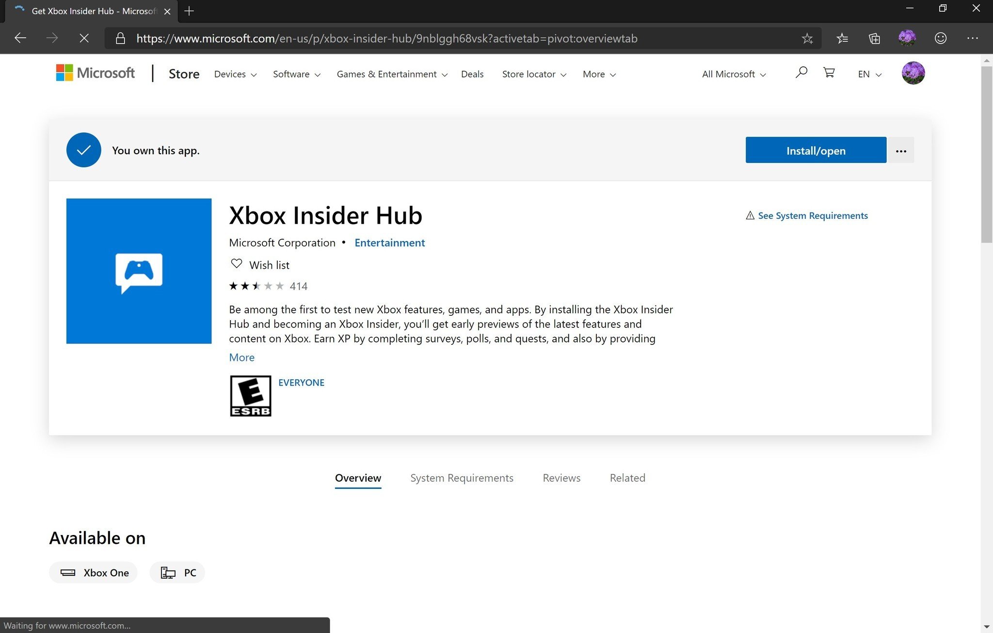 Xbox Insider Hub at Microsoft Store Online