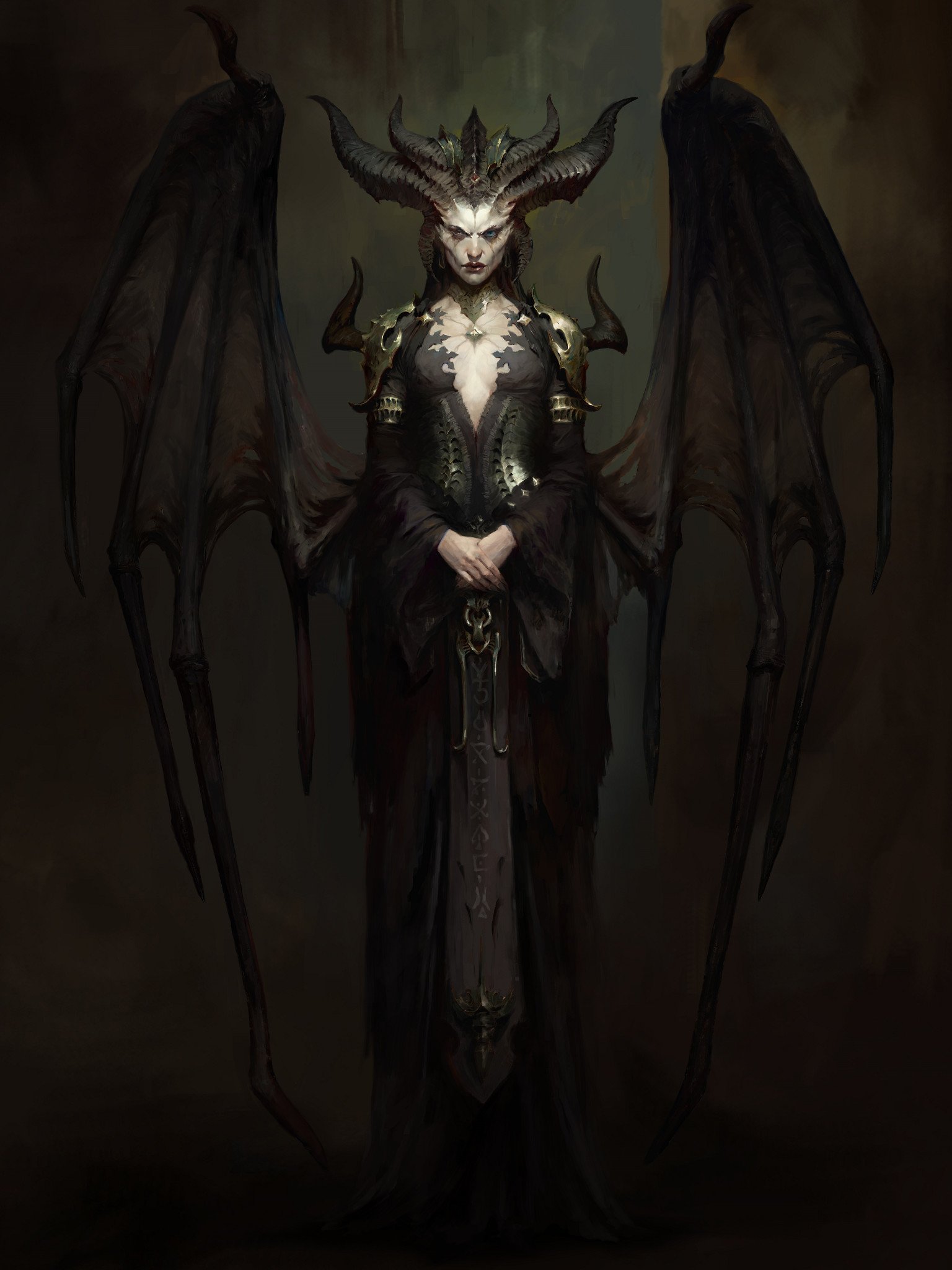 Concept art of Lilith, Queen of Succubi and antagonist in Diablo 4