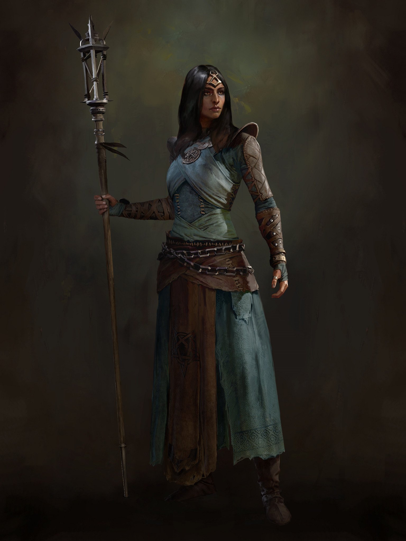 Concept art of the Sorceress in Diablo 4