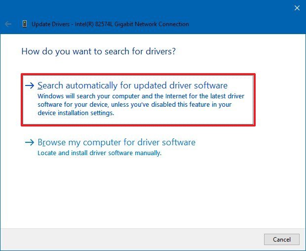 Update driver using Windows Update