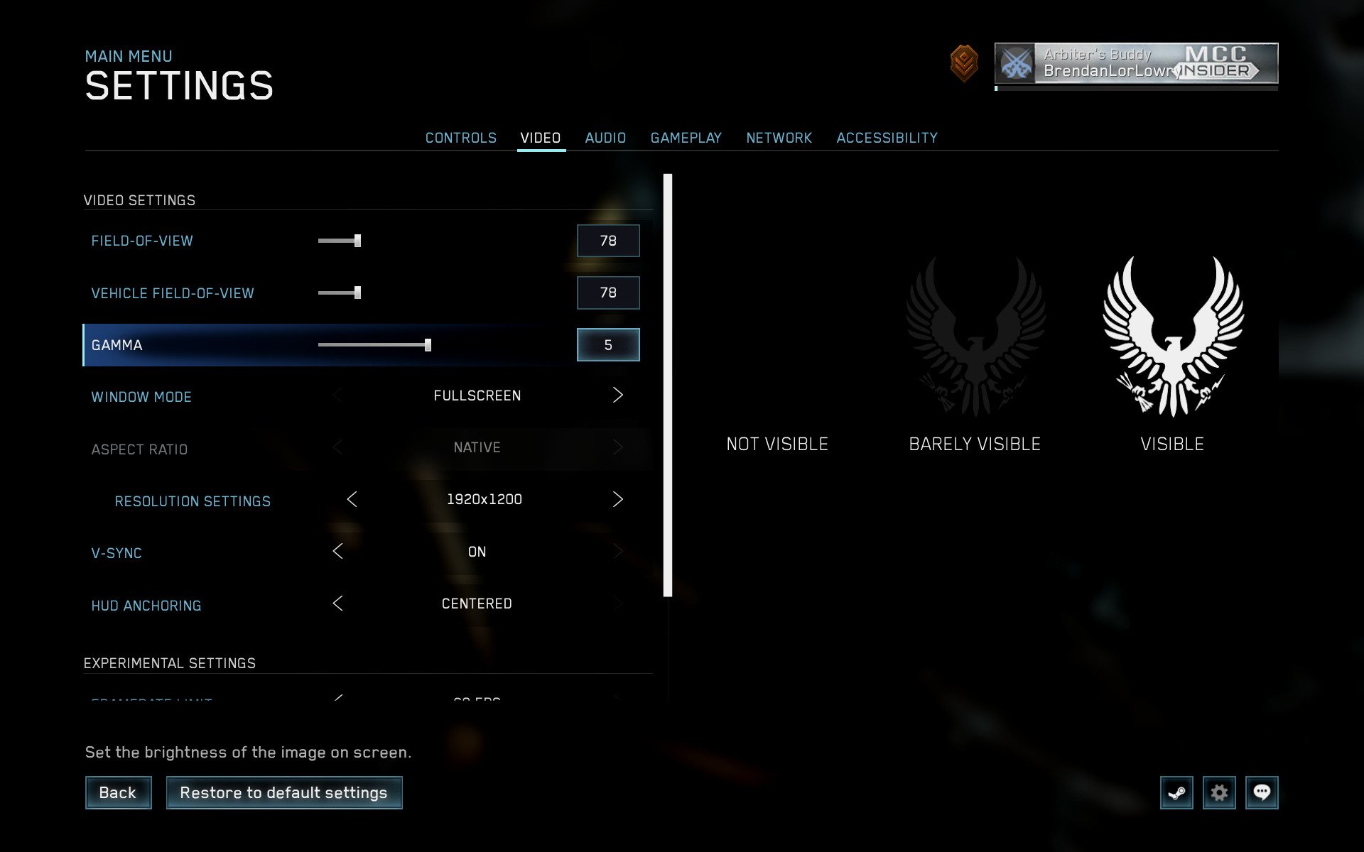 The UI in Halo: Reach on PC.