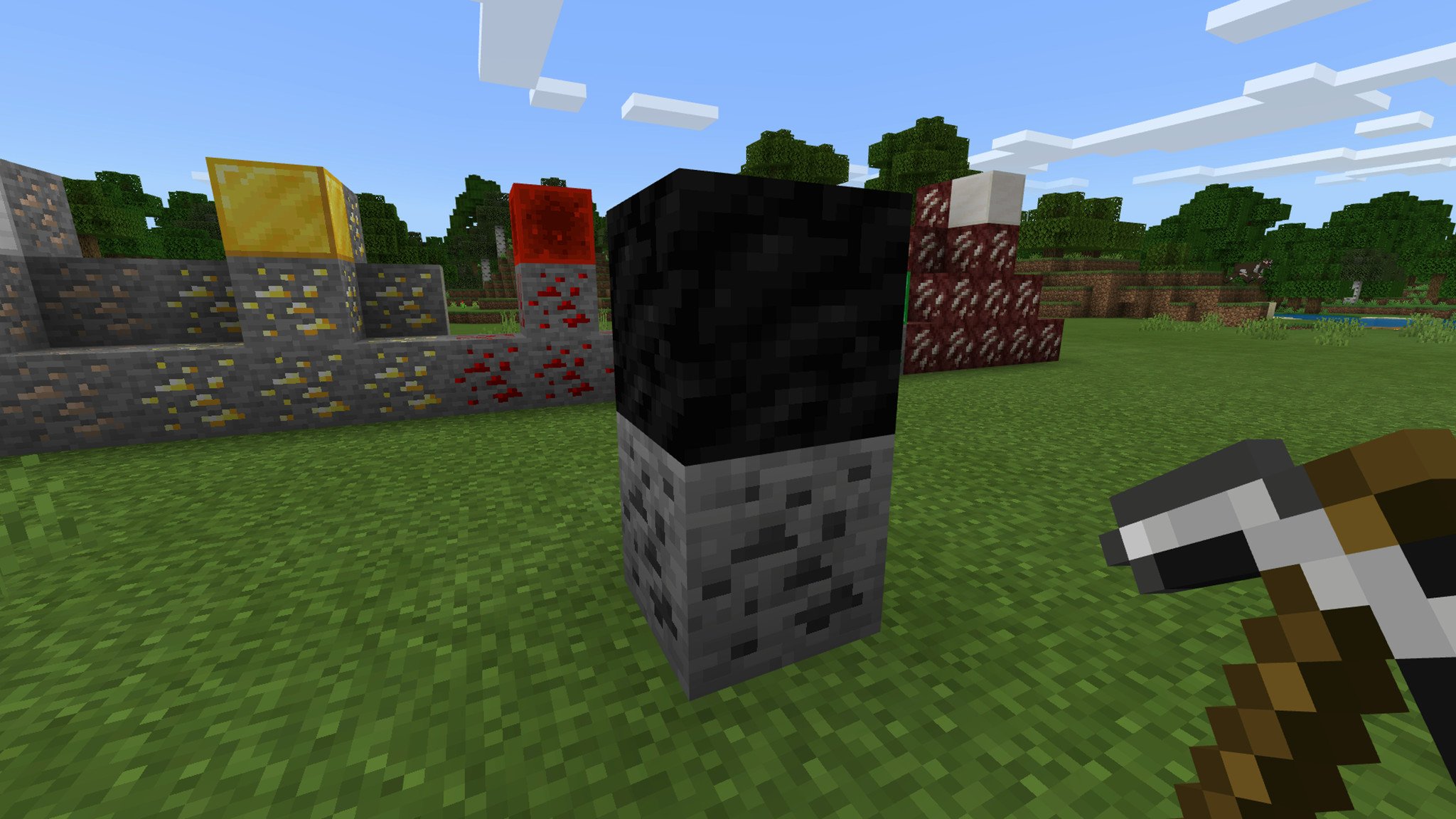 Du minerai de charbon et un bloc de charbon