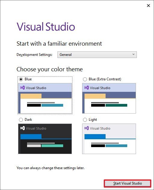 Visual Studio startup settings