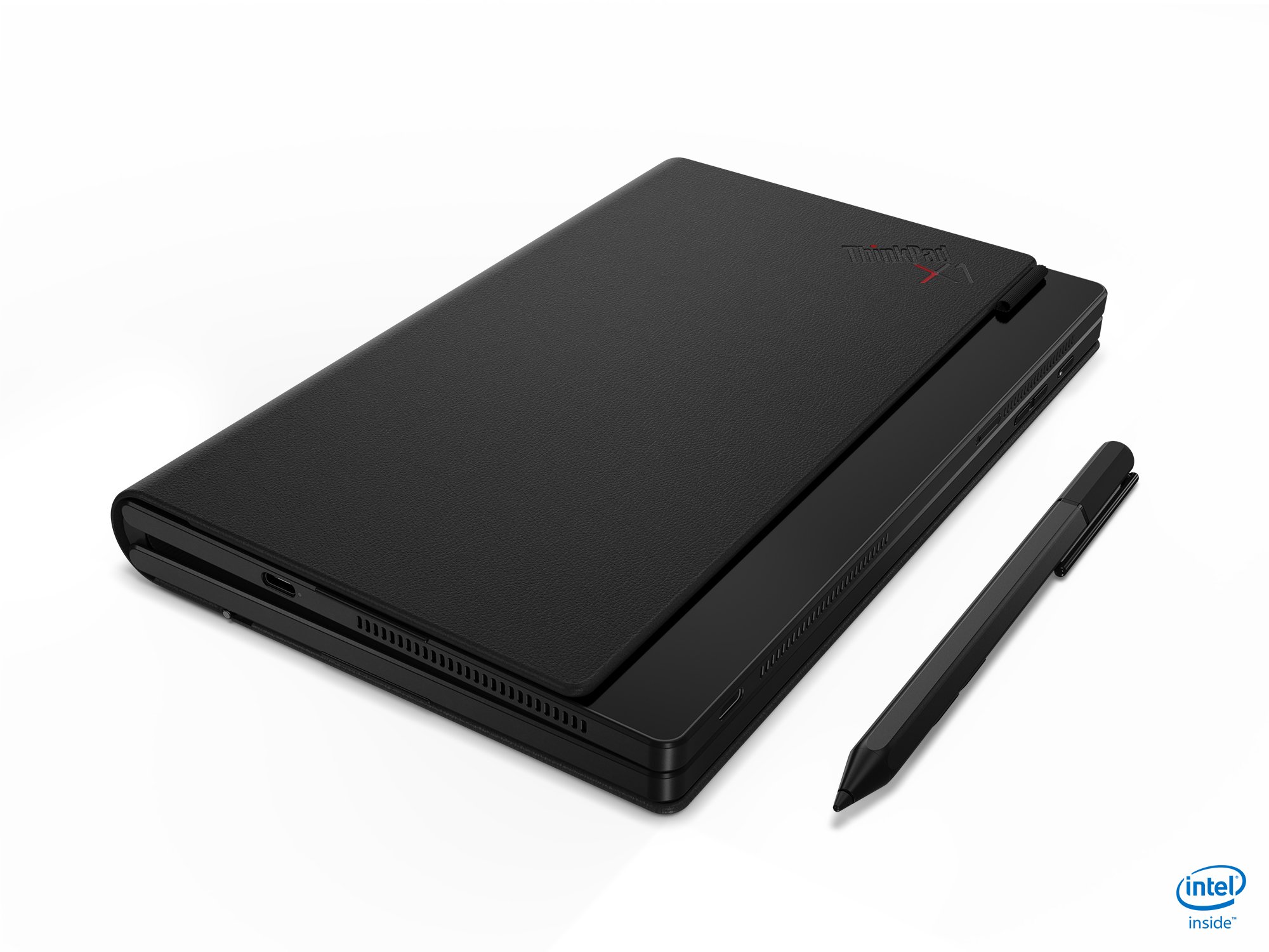 ThinkPad X1 Fold closed with stylus