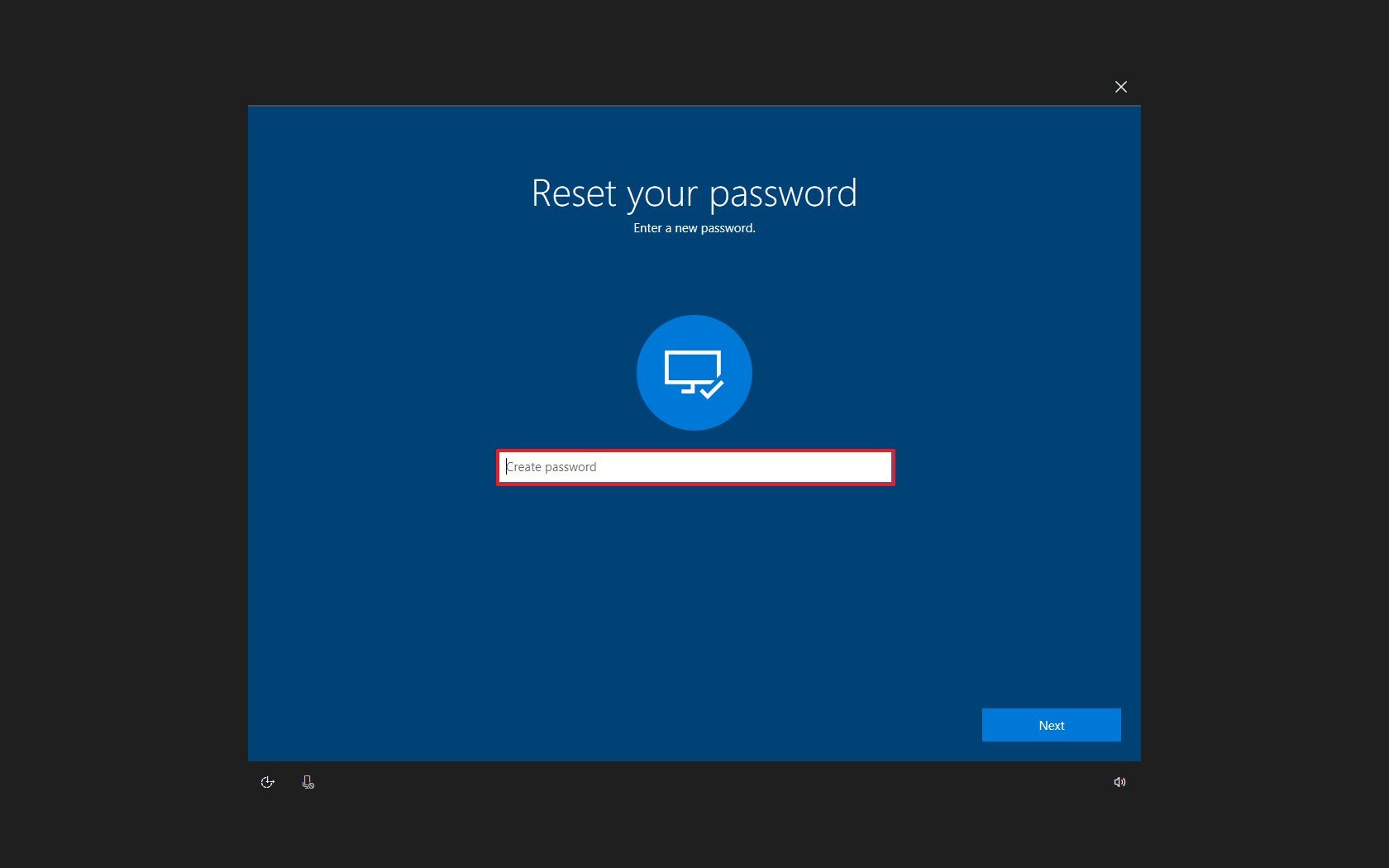 Windows 10 sign-in screen create new password