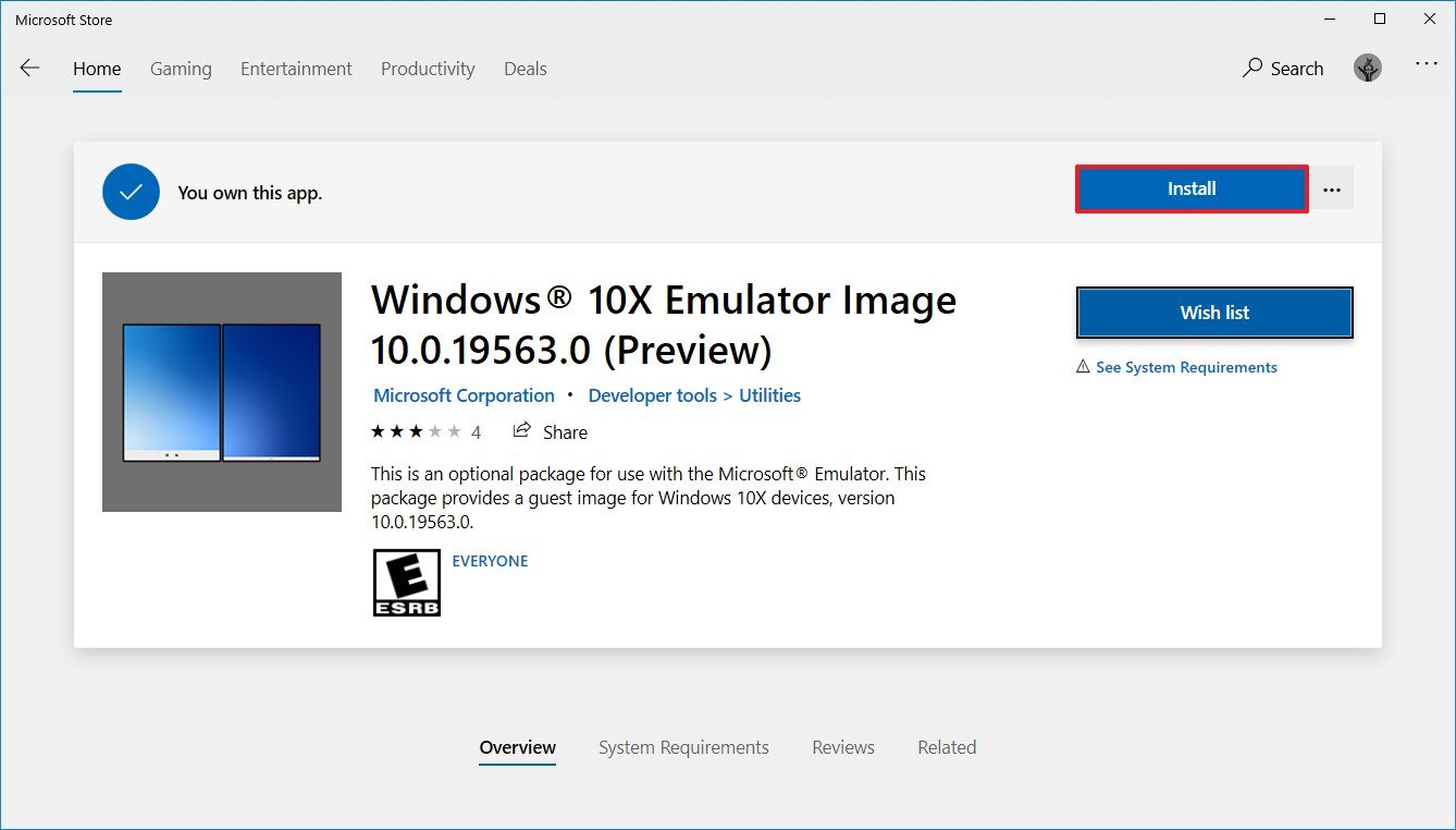 How to install Windows 10X emulator on Windows 10
