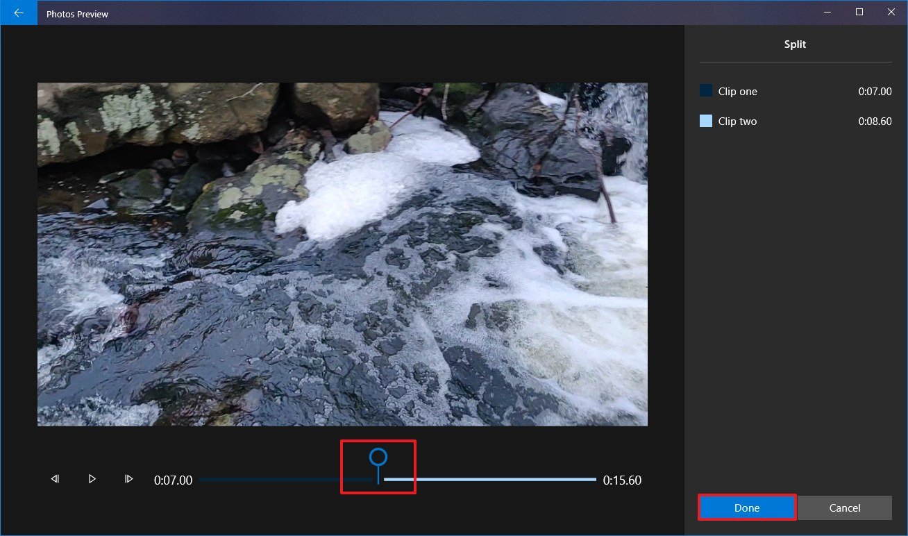 Photos video editor split second clip